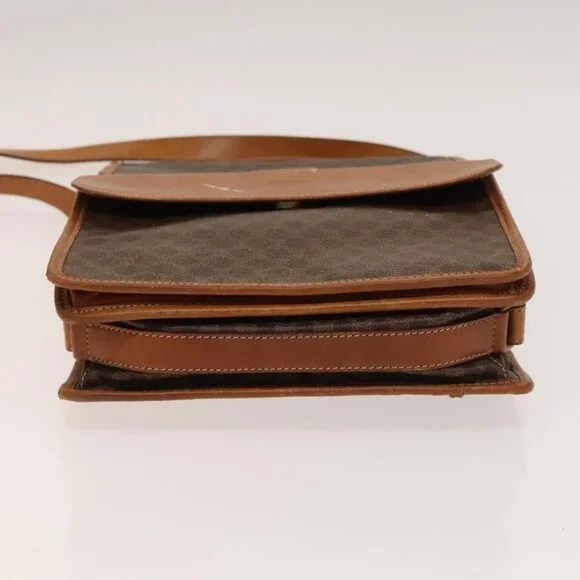 Authentic CELINE Macadam Canvas Shoulder Bag PVC Leather Brown Gold - Picture 12 of 16